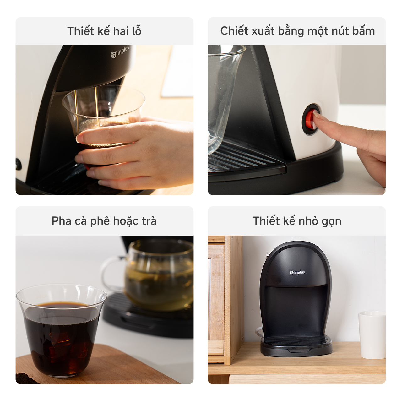 [New Arrival] Simplus Máy Pha Cà Phê Máy Pha Cà Phê Đa Năng Mỹ Có thể Dùng Để Pha Cà Phê Và Trà Thiết Kế Nhỏ Gọn Dung Tích Bình Chứa Nước 250ml KFJH018 - Bảo hành 1 năm 1 đổi 1