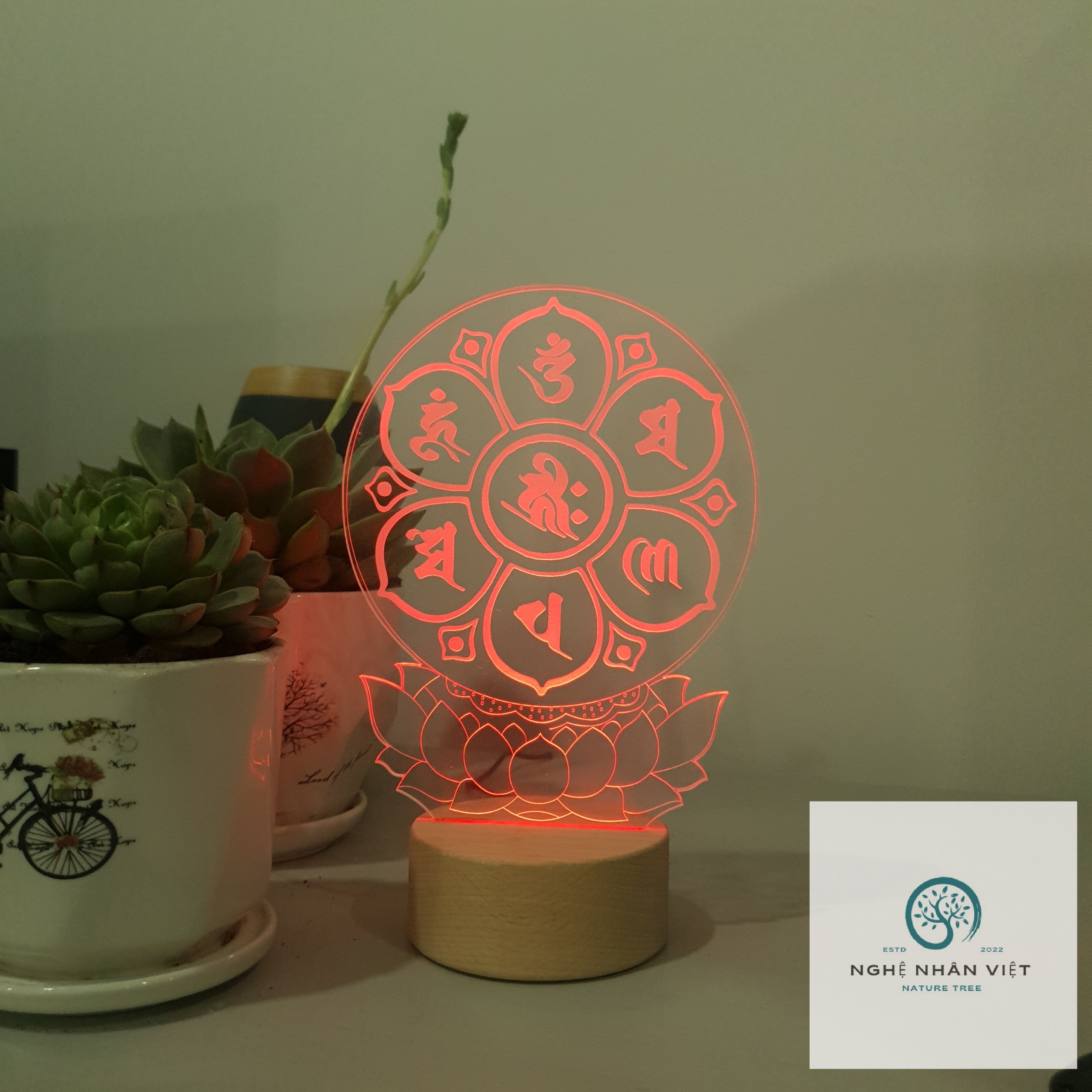Đèn 3d Lục Tự Đại Minh Phạn Ngữ