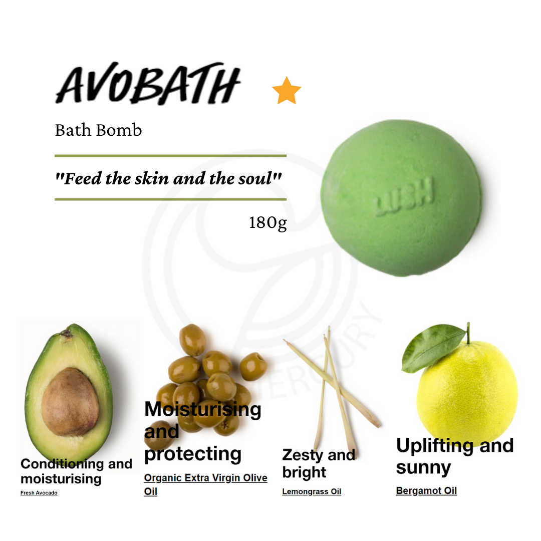 [HCM]Bom sủi bồn tắm Lush - AVOBATH Bath Bomb hương sả chanh với tinh chất quả bơ dưỡng ẩm da