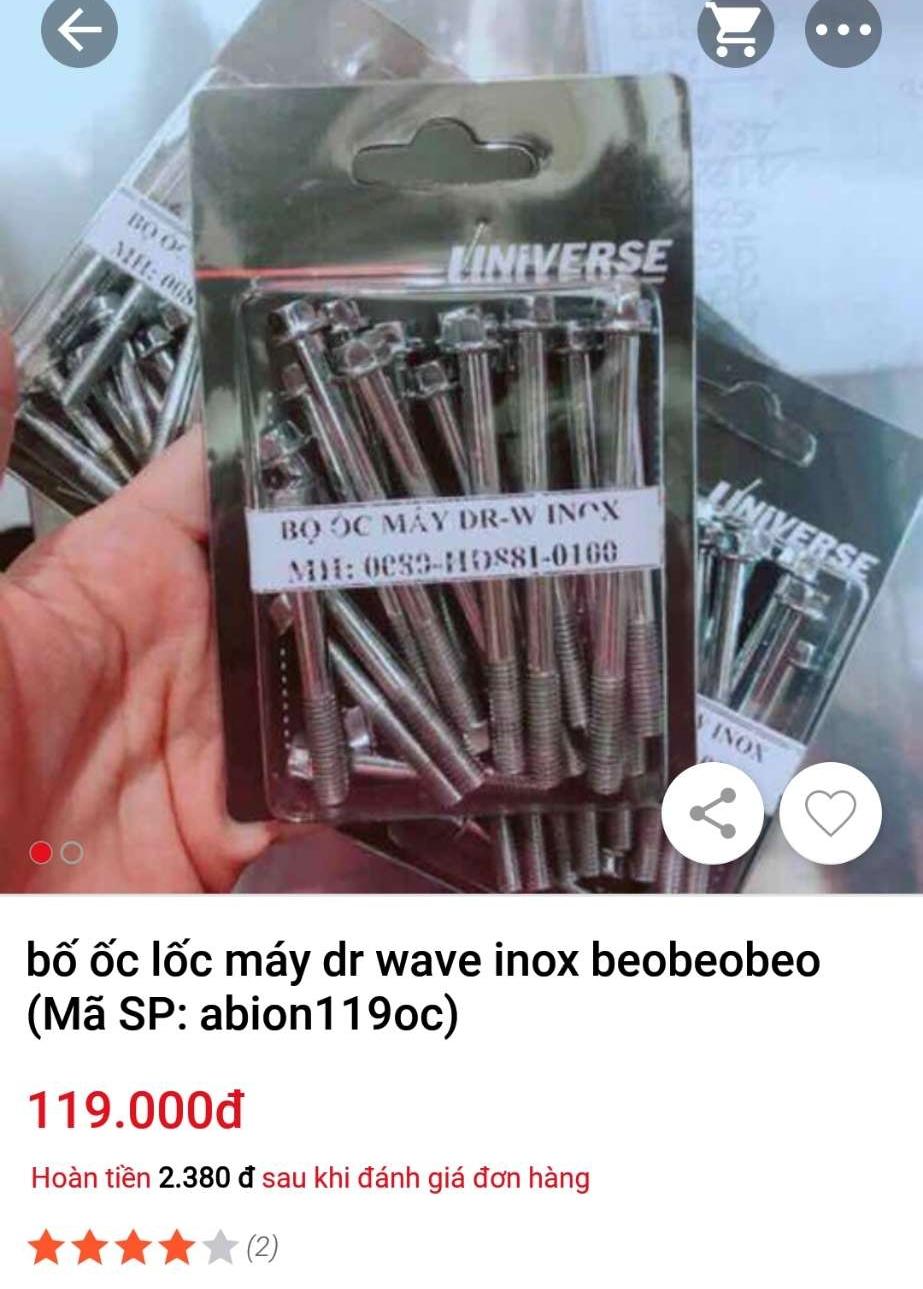 ốc lốc máy dream Wave inox