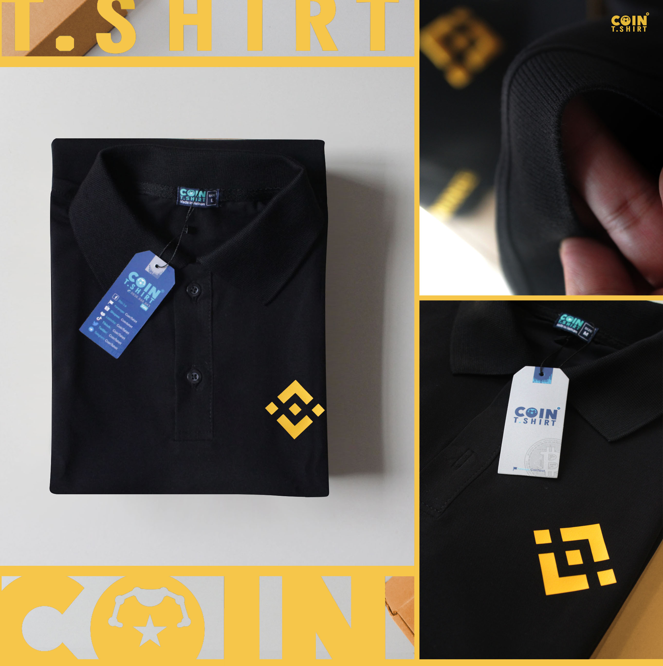 Áo Polo cao cấp  Binance, Bitcoin, Cointshirt, ETHEREUM