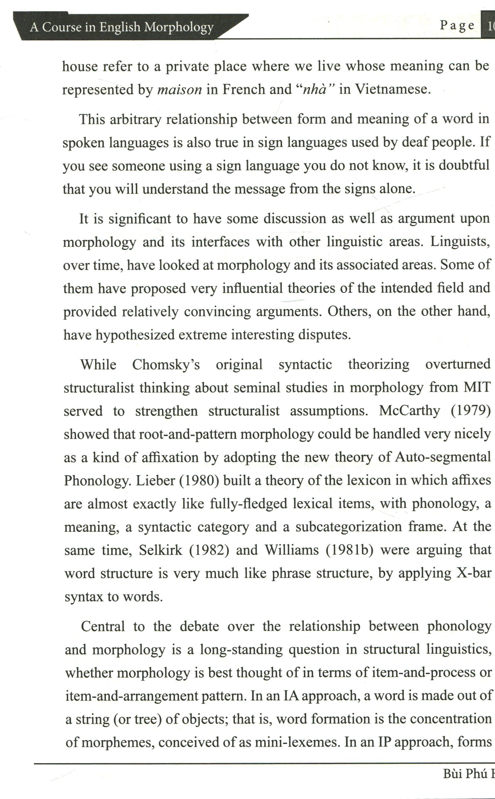 A Course In English Morphology - Bùi Phú Hưng