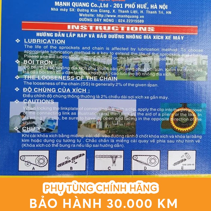 nhông xích xe máy Mạnh Quang