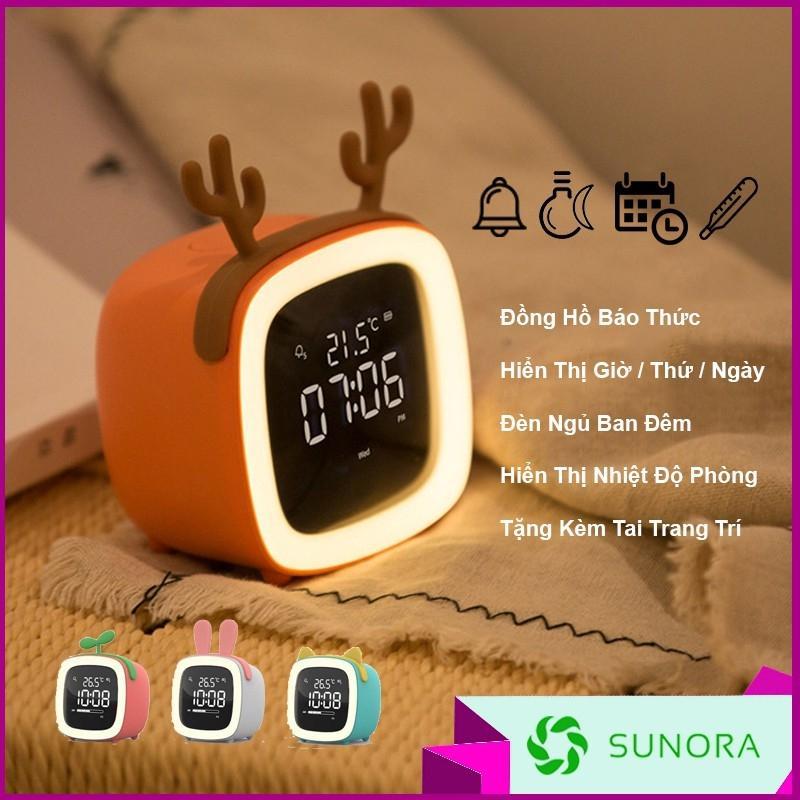 Đồng Hồ Điện Tử Để Bàn Với Đèn LED Đa Chức Năng: Thời Gian, Lịch, Báo Thức, Nhiệt Độ + Tặng Tai Trang Trí bán chạy