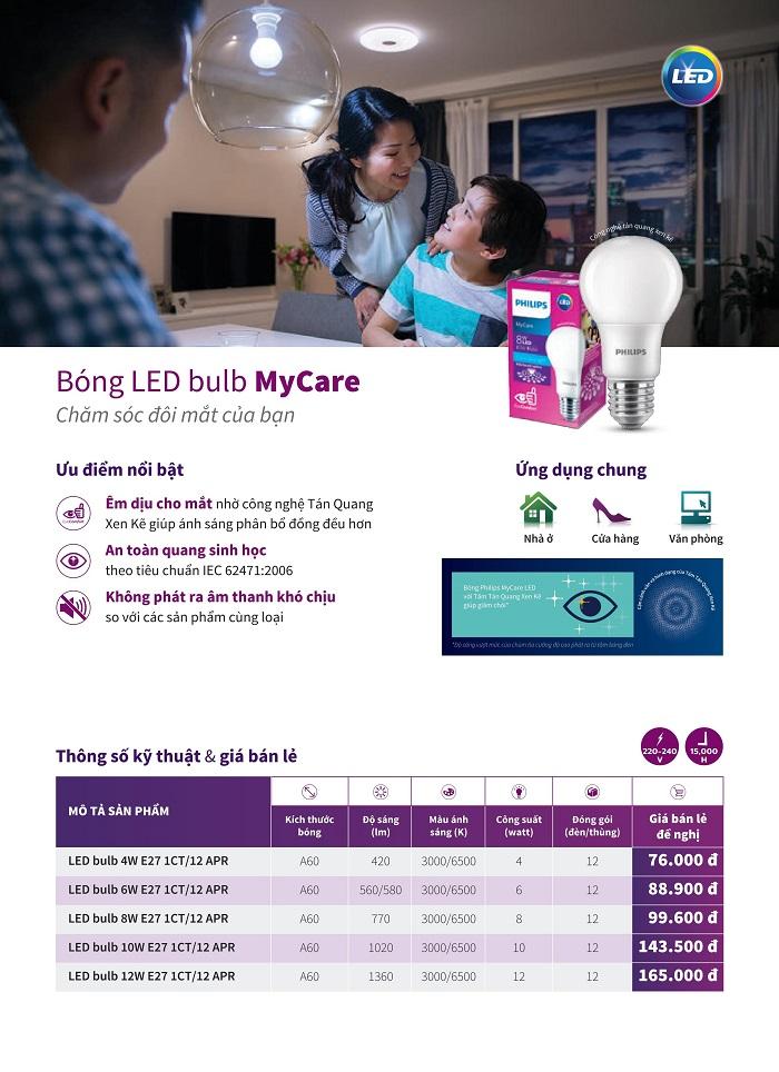 BỘ 3 - BÓNG ĐÈN LED BULB PHILIPS MYCARE 10W E27 A60 ( TIẾT KIỆM ĐIỆN NĂNG - CHẤT LƯỢNG SÁNG CAO - 2 MÀU ÁNH SÁNG LỰA CHỌN TRẮNG VÀ VÀNG )