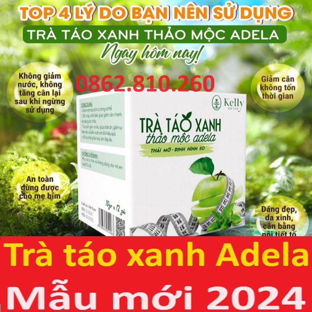 Trà táo xanh thảo mộc ADELA kelly detox giảm cân thải mỡ định hình eo