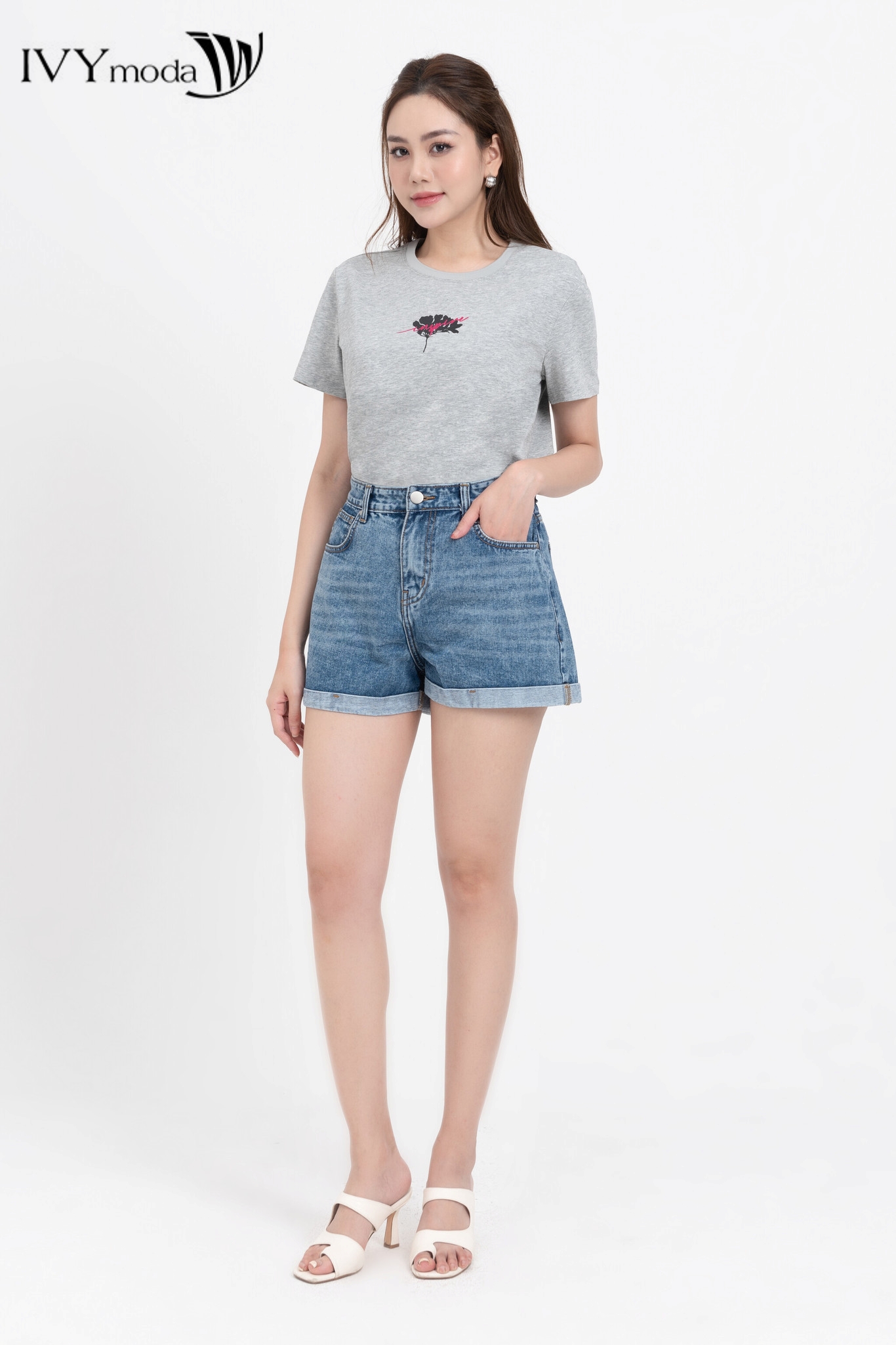 Áo thun in họa tiết ivy moda ms 57m7760