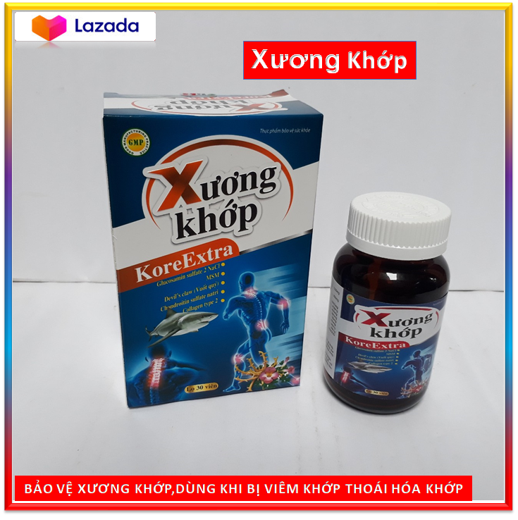 Viên Xương Khớp Kore Extra - Giảm Đau Khớp, Viêm Khớp, Thoái Hóa Cơ Xương Khớp, Đau Lưng, Đau Nhức Khớp Gối - Hộp 30 Viên Chuẩn GMP