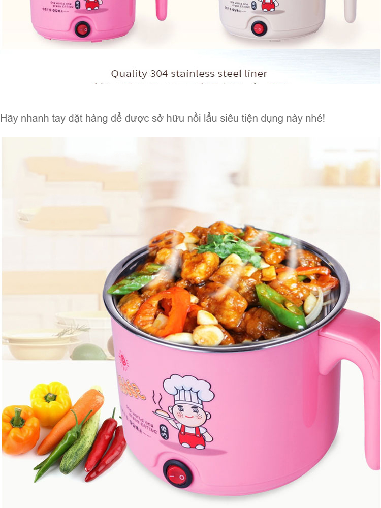 Ca nấu mì siêu tốc nồi nấu đa năng mini siêu tốc 18cm ( không có kèm khay hấp)