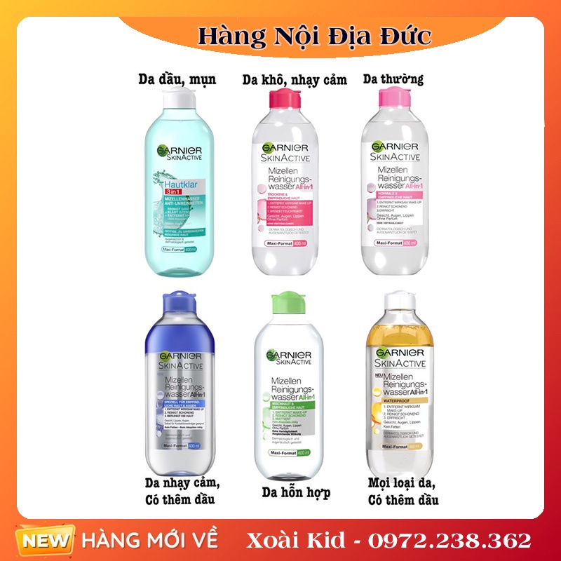 Nước tẩy trang Garnier chuẩn Đức [kèm Bill]