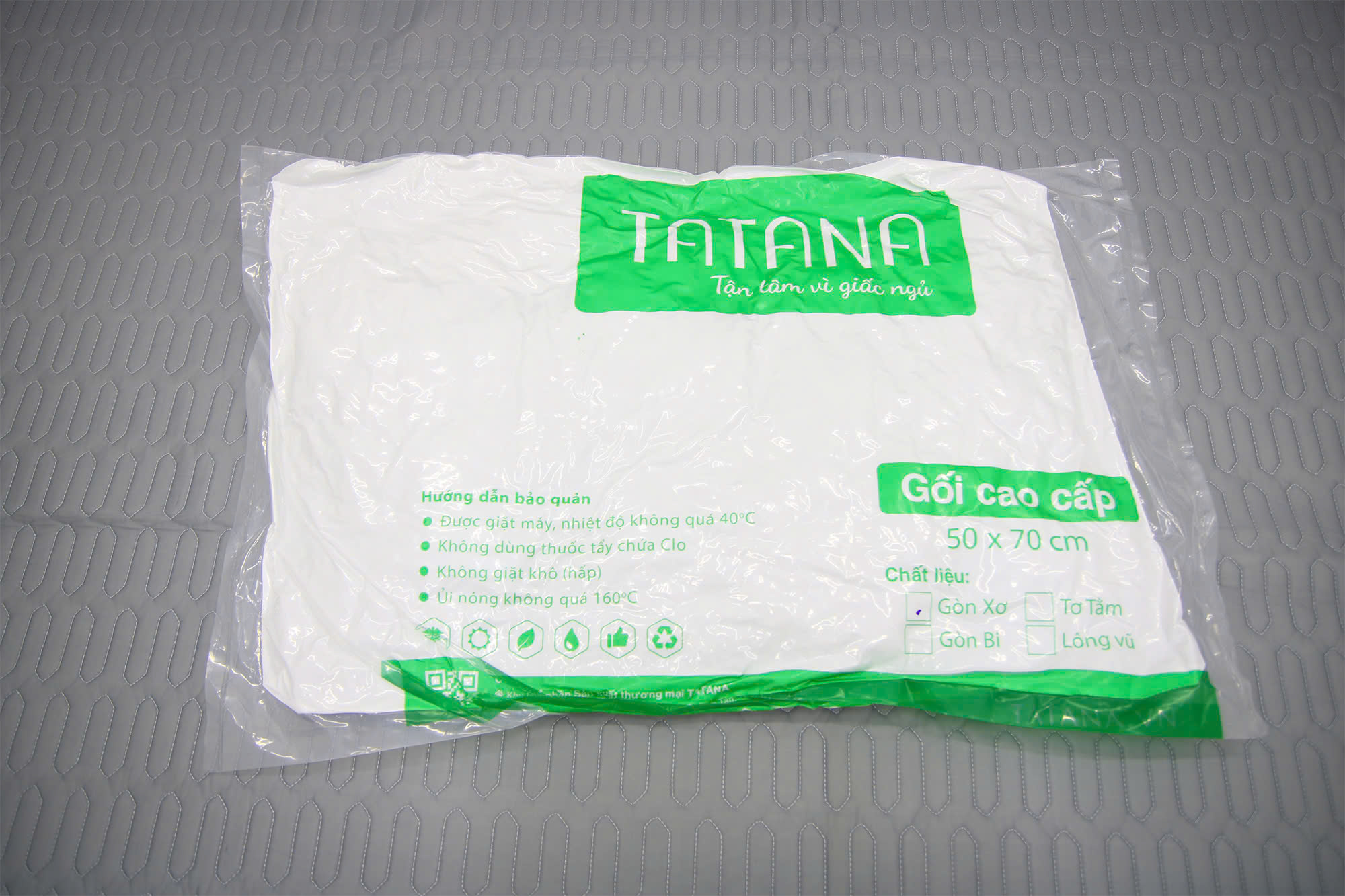 Gối Nằm Gòn TATANA Cao Cấp 50X70cm- Hút Chân Không, Bông Gòn Trắng Cao Cấp, Không Xẹp Lõi, Có Thể Giặt Bằng Máy