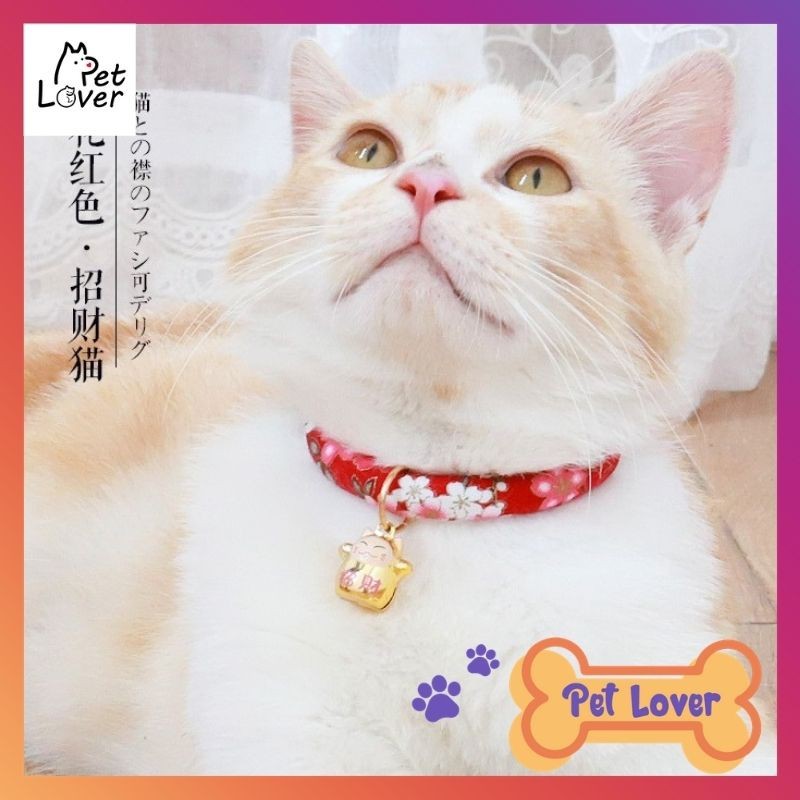 [FREESHIP] Vòng cổ cho mèo, Vòng Cổ Cho Chó Mèo, Kèm Chuông, màu sắc dễ thương, phong cách Nhật Bane Cute - Petlover-Hồng