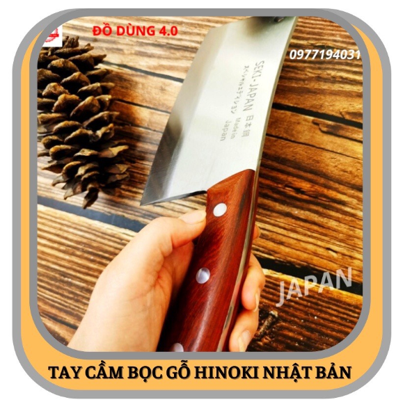 Dao chặt xương Japan cán ốp gỗ cao cấp