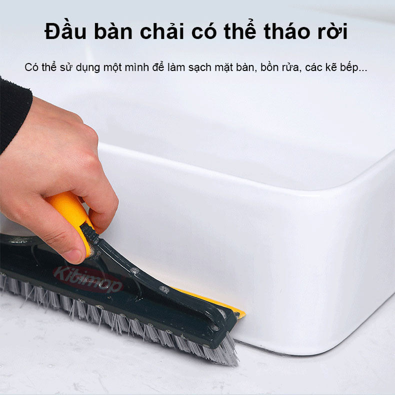 Chổi Chà Sàn Nhà Tắm Thông Minh Thiết Kế 2 Đầu Gạt Nước Và Đầu Chổi Xoay 120 Độ Cọ Sạch Khe Hẹp Và Góc Tường