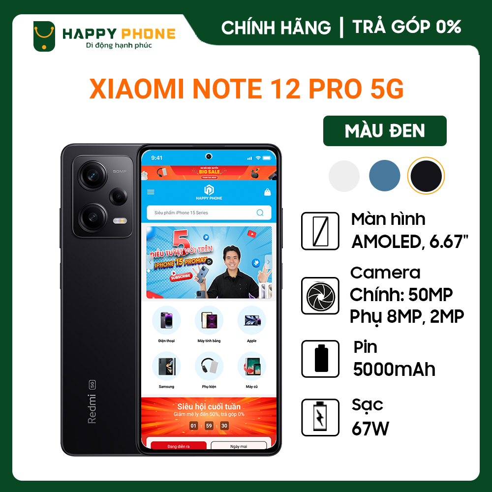Điện thoại xiaomi redmi note 12 pro 5g - hàng chính hãng, mới 100% | bảo hành 18 tháng