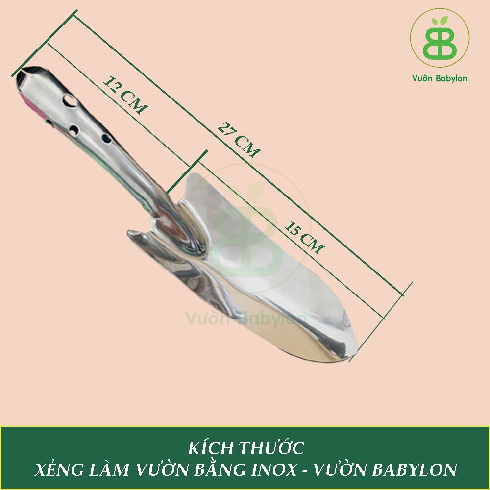 Xẻng Làm Vườn - Xẻng Xúc Đất Inox Siêu bền, Không Gỉ Sét