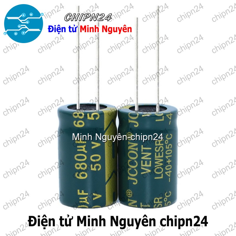 [5 con] (F274) Tụ hóa 680uF 50V Xanh Lá (13x21mm) (Tần số cao) - HH003274