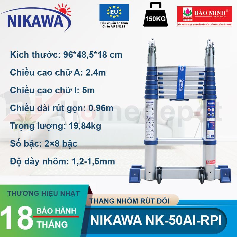 Thang nhôm rút đôi chữ A Nikawa NK-50AI PRI Mẫu mới