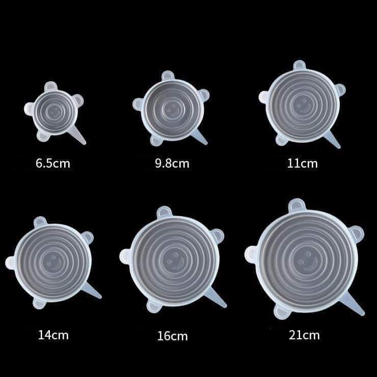 bộ 6 miếng màng bọc thực phẩm silicon co giãn - nắp silicon co giãn