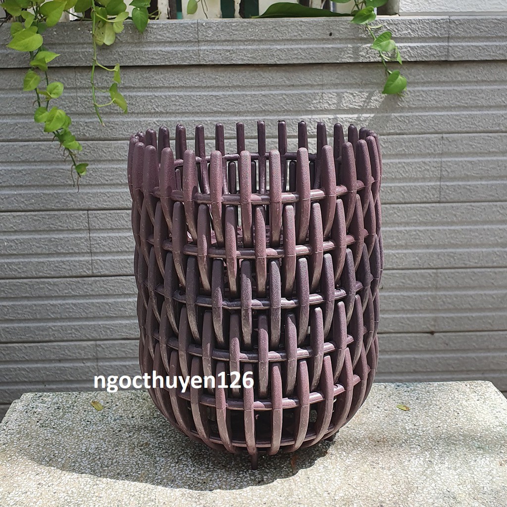 Bộ 5 chậu trồng lan bầu nhựa dày giả gỗ màu nâu 21x11cm-Đồ Gia Dụng Tại HCM