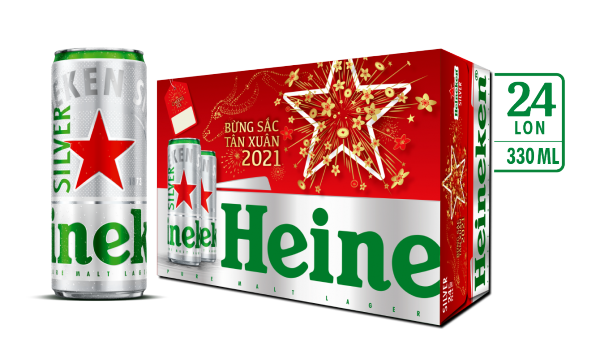 [QUÀ TẶNG JBL] Thùng 24 lon Heineken Silver lon cao bao bì tết