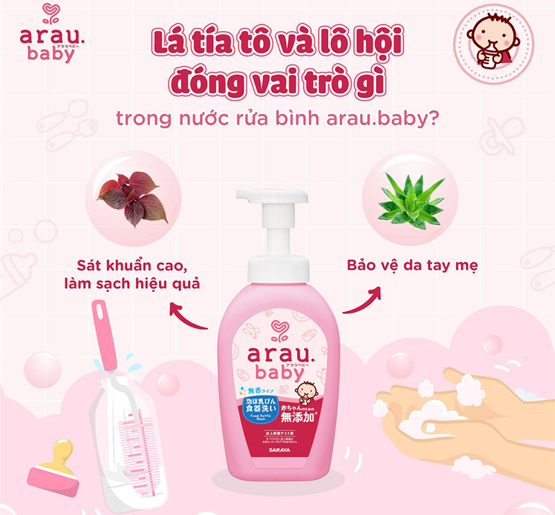NƯỚC RỬA BÌNH SỮA CHO BÉ ARAU (500ML)