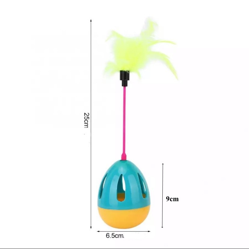 Đồ Chơi Cho Mèo Lật Đật Trứng Lông Vũ 7x25cm - [Nông Trại Thú Cưng]
