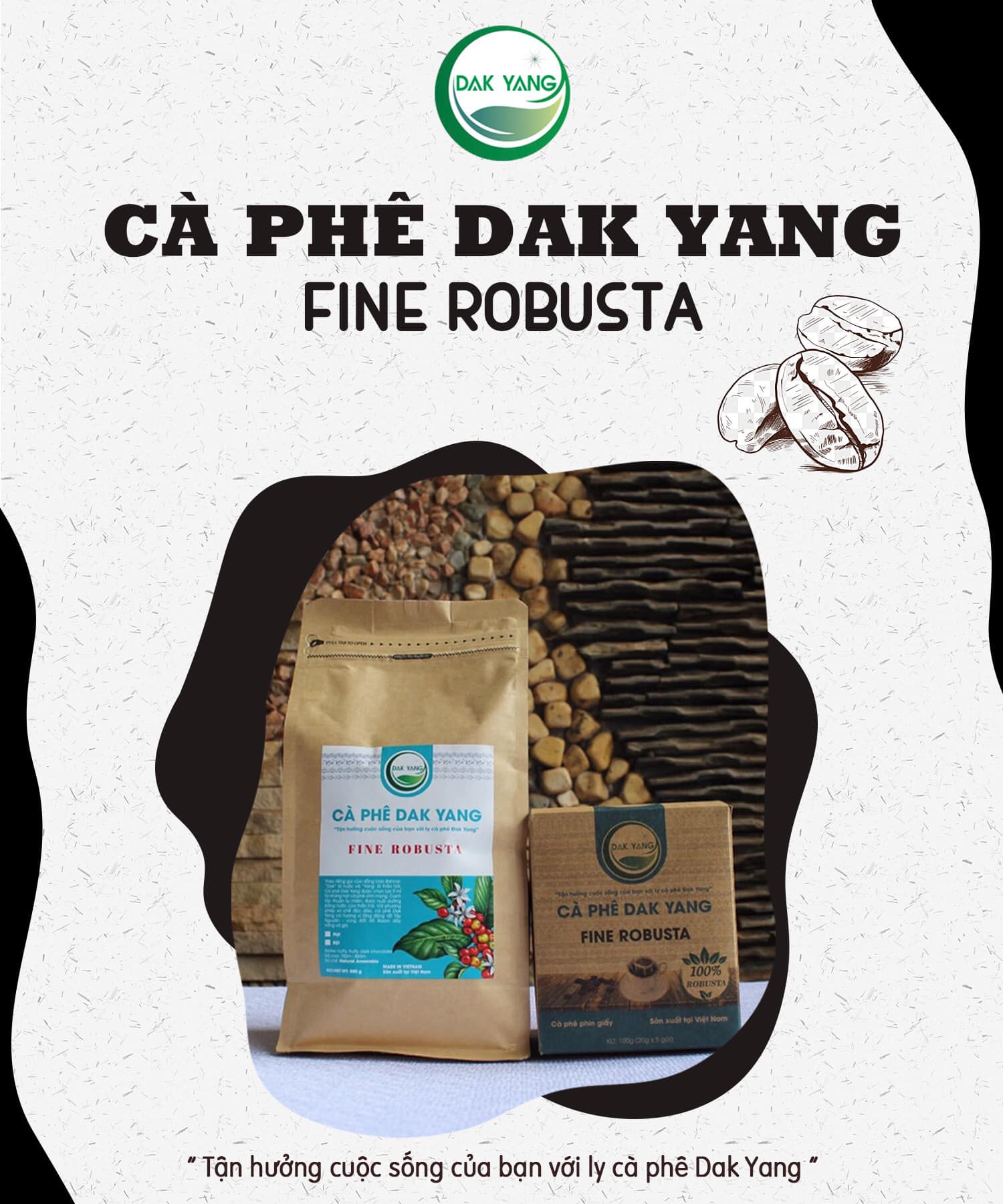 Cà phê Robusta Honey nguyên chất rang mộc 500gr