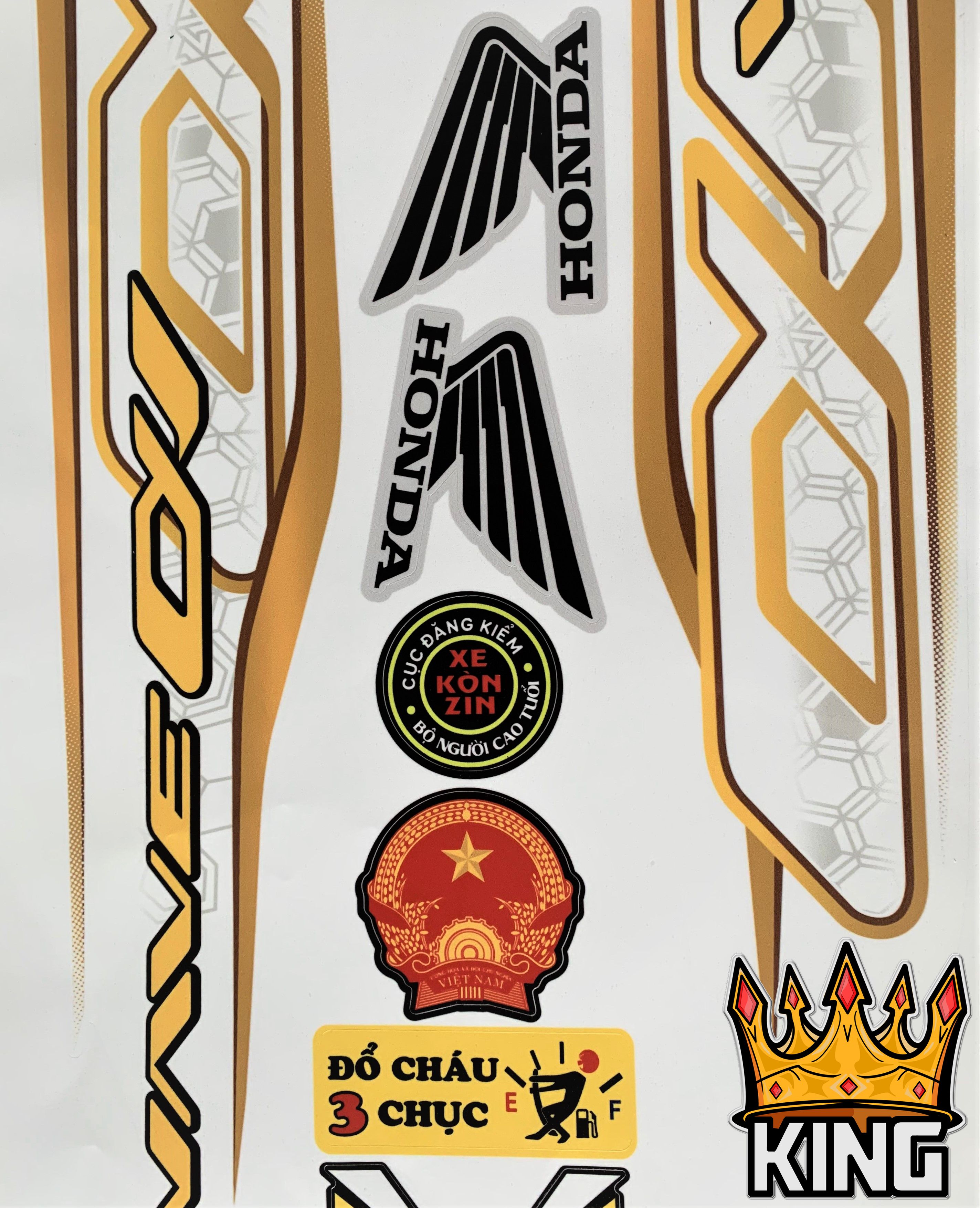 [KinG Decal] Tem Rời Wave Alpha 110cc Trắng Vàng (2017-2020)