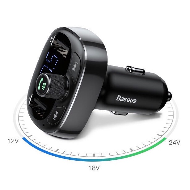 Tẩu nghe nhạc Bluetooth trên ô tô, hỗ trợ đàm thoại rảnh tay- Tẩu sạc điện thoại 5 trong 1 cao cấp baseus