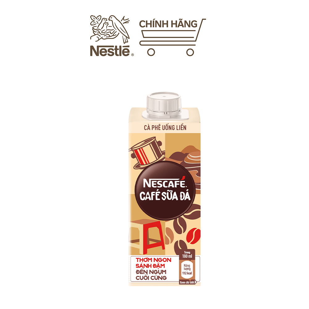 [ƯU ĐÃI THÁNG 4] Lốc 12 hộp Cà phê uống liền NESCAFÉ® Cà Phê Sữa Đá (hộp 180ml)
