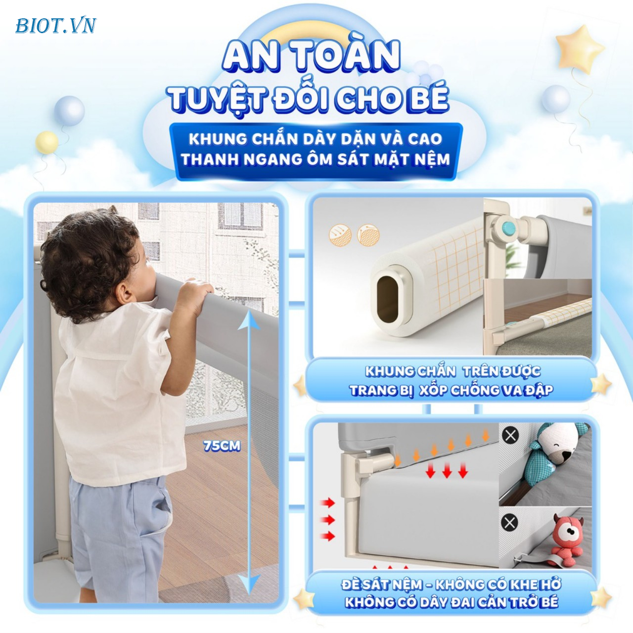 Thanh Chắn Giường Cho Bé N1s ,Umoo Chắc Chắn