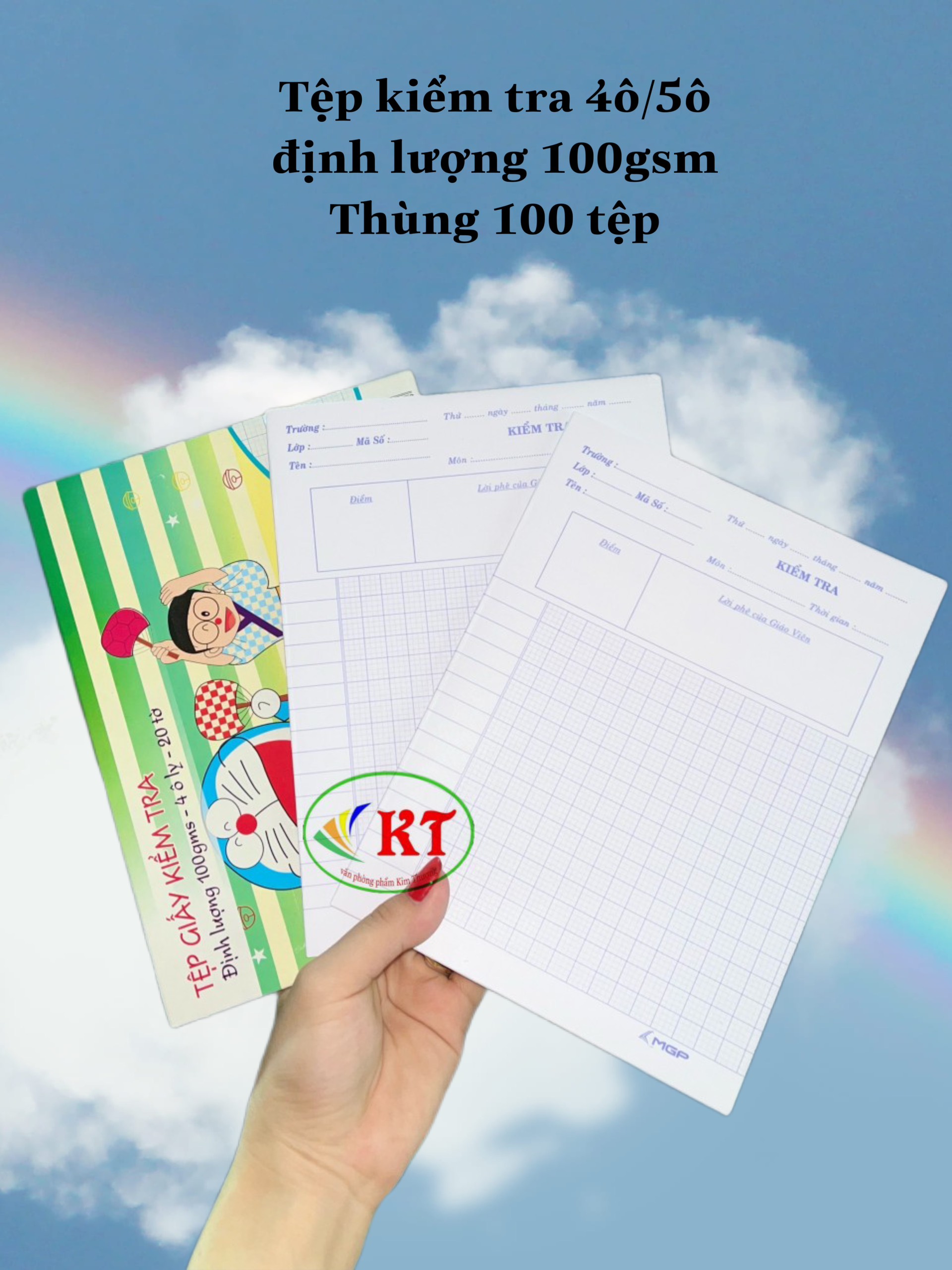 Tệp kiểm tra mgp 20 tờ giấy dày định lượng 100grs - 4 ôly vuông / 5 ôly vuông