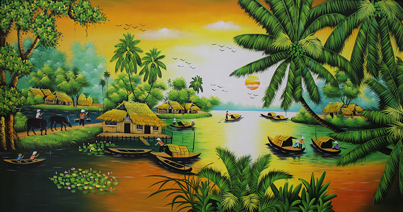 Tranh dán tường 3D đồng quê - nhiều mẫu tranh lựa chọn