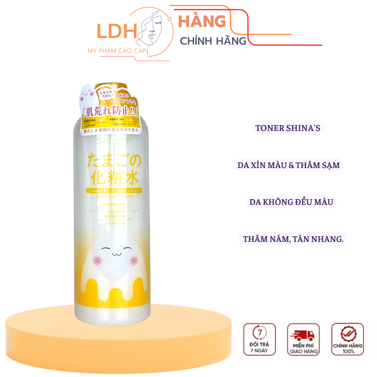 Nước hoa hồng shina's trắng da mờ nám chiết xuất trứng super white egg lotion - chai 500ml