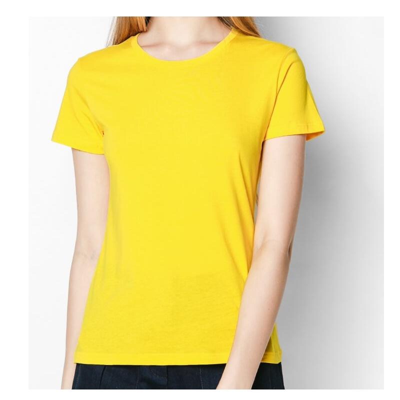 ÁO THUN TRƠN CỔ TRÒN  MÀU VÀNG TAY NGẮN NAM NỮ  0DD62