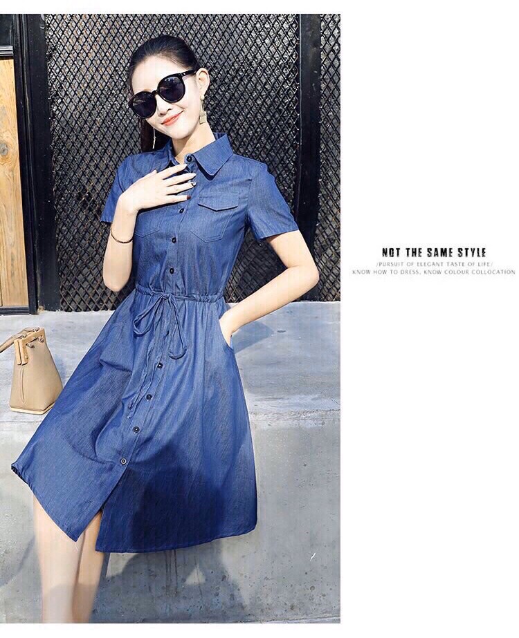 [HCM]ĐẦM JEAN XOÈ EO DÂY RÚT