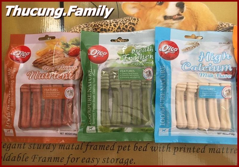 Combo 3 gói xương nhai canxi, làm sạch răng- hơi thở thơm tho cho Cún cưng nhà bạn. Orgo 90g/ gói