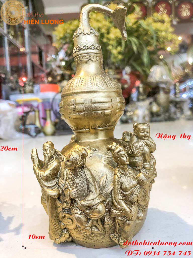 Hồ lô bát tiên bằng đồng vàng đủ các cỡ - vật phẩm phong thủy hóa giải bệnh tật, vận xấu