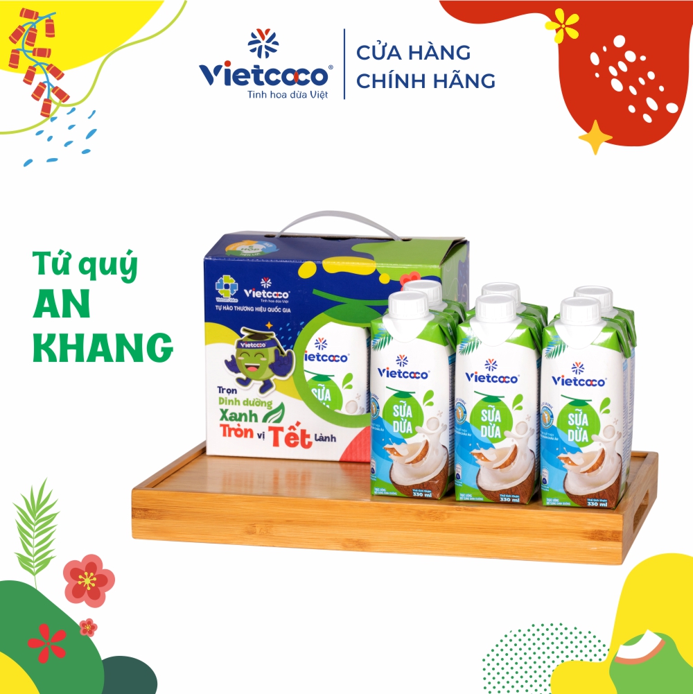[Tết 2024. Combo 08 Tứ Quý An Khang] Combo 6 hộp sữa dừa Vietcoco UHT Vietcoco 330ml