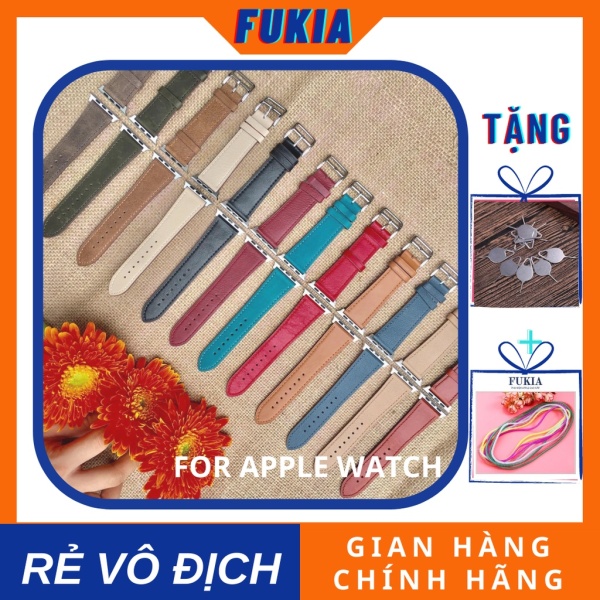 Dây Da 12 Màu Dành Cho Apple Watch Đồng Hồ Thông Minh Iwatch Series 1/2/3/4/5/6/7/SE Size 38Mm 40Mm 41Mm 42Mm 44Mm 45Mm Fukia AW113