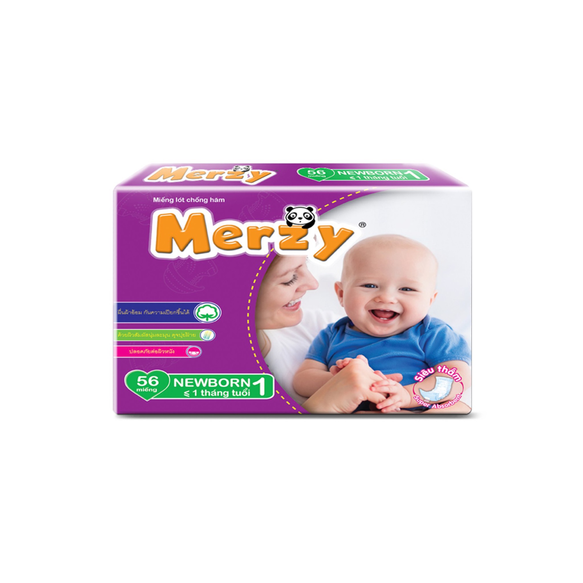 Miếng lót Newborn Merzy ( gói lớn 56 miếng cho bé từ sơ sinh tới 1tháng tuổi )
