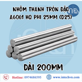 NHÔM THANH TRÒN ĐẶC A6061 HQ Phi 25mm (D25)