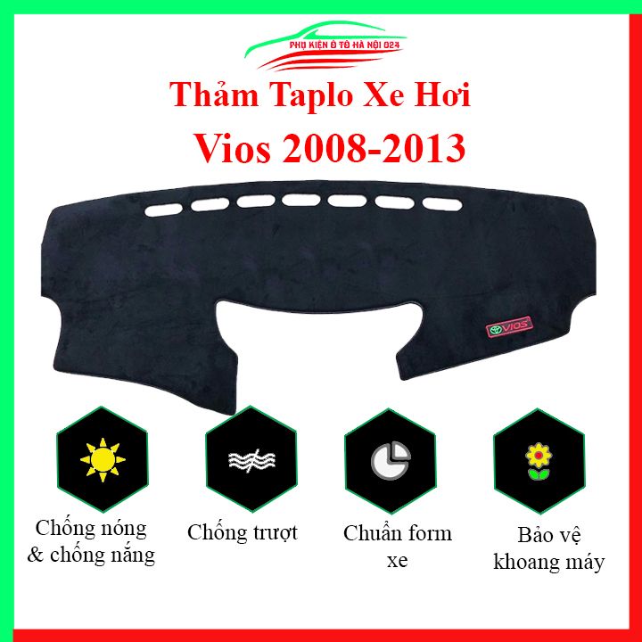 Thảm taplo ô tô Toyota Vios 2008-2013 cao cấp, thảm nhung lót taplo xe hơi chống nắng