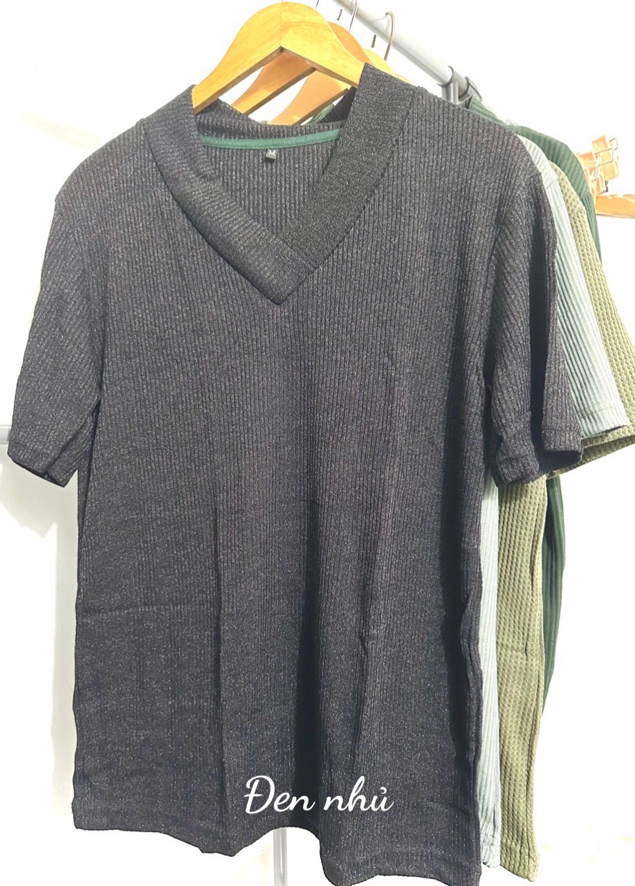 Áo thun stee cổ v cotton len hook cvc unisex