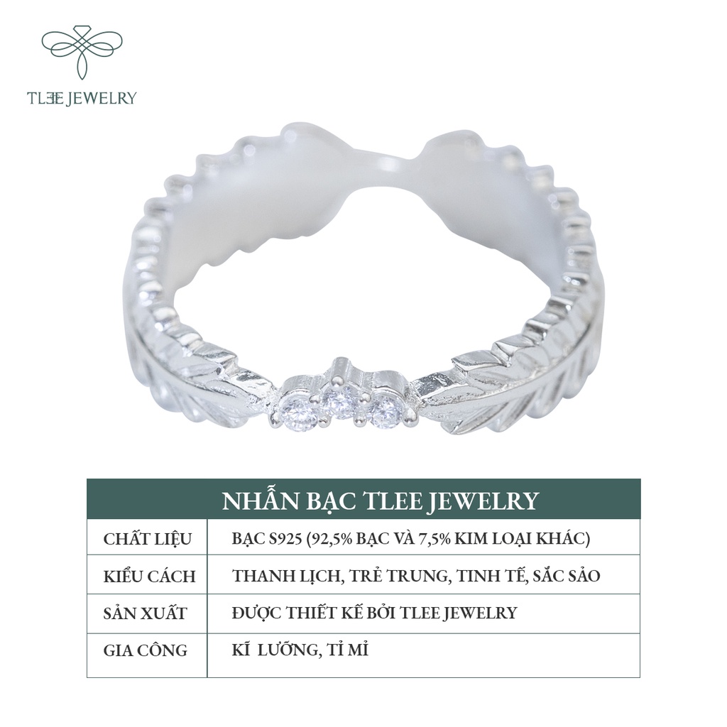 Nhẫn bạc nữ TLEE lá Henna nạm đá cao cấp TleeJewelry A0152