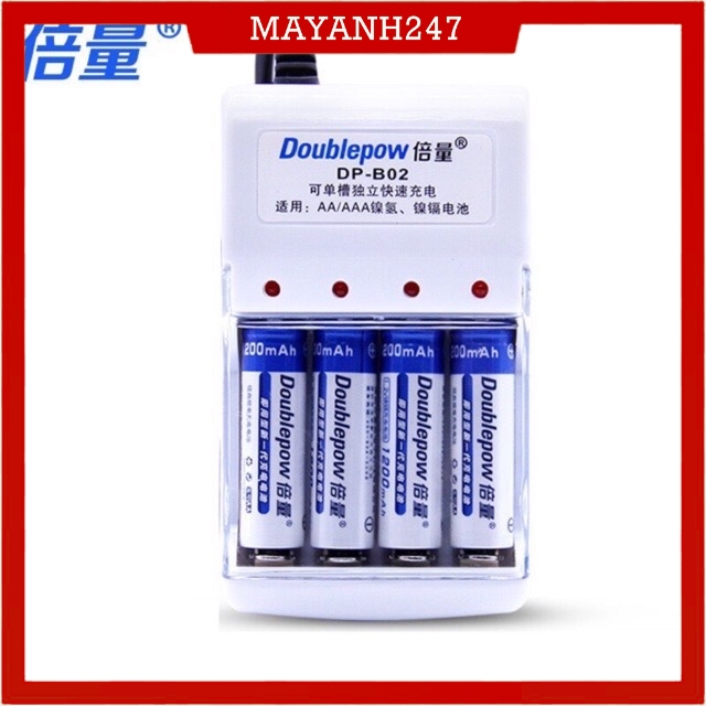 Bộ 4 Pin Tiểu Sạc AA ,AAA + Sạc Pin