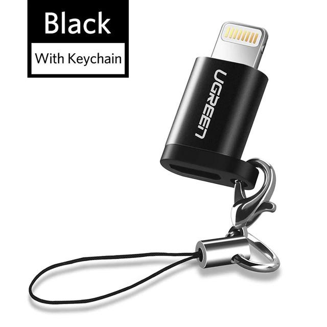 Đầu chuyển Micro USB sang Lightning MFi màu đen có móc khóa Ugreen