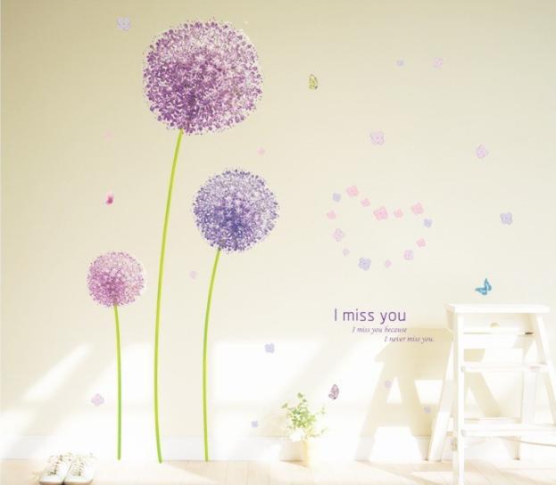 Decal trang trí Hoa Cẩm Tú Cầu Tím