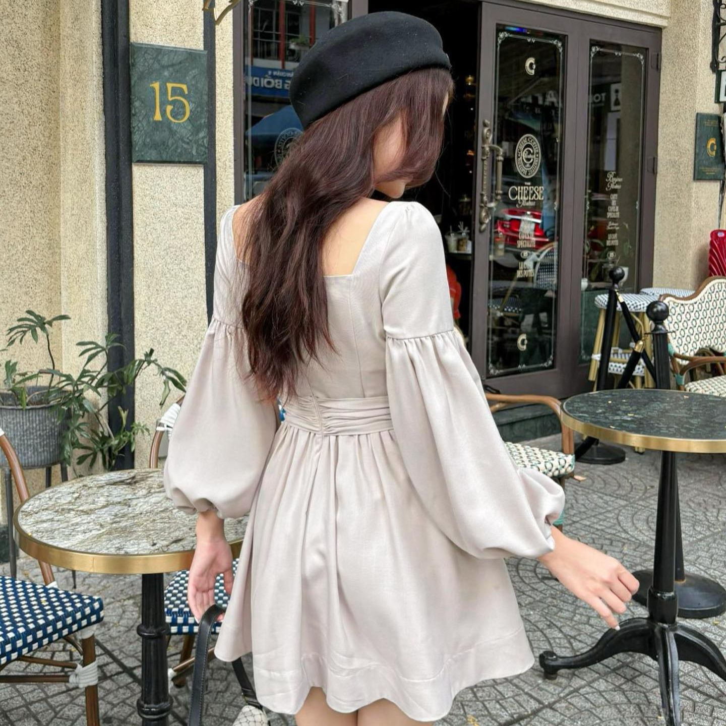 Đầm POLIE - Đầm tay phồng nhún eo